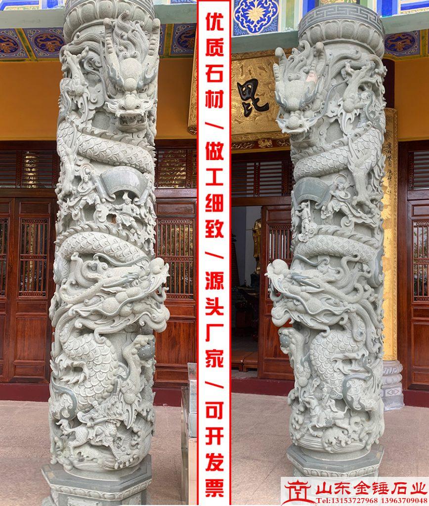寺院的石雕龙柱,凤柱各种石柱文化