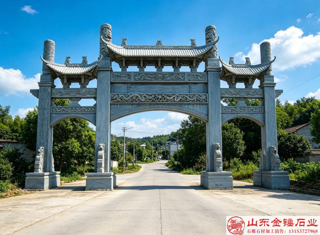 村口石牌坊样式选择完整指南｜山东金锤石业
