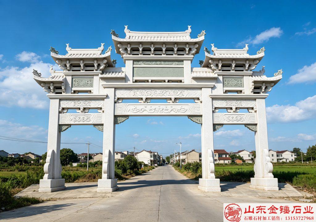 乡村振兴景观配套｜优质花岗岩石牌坊 村口大门石牌楼定制