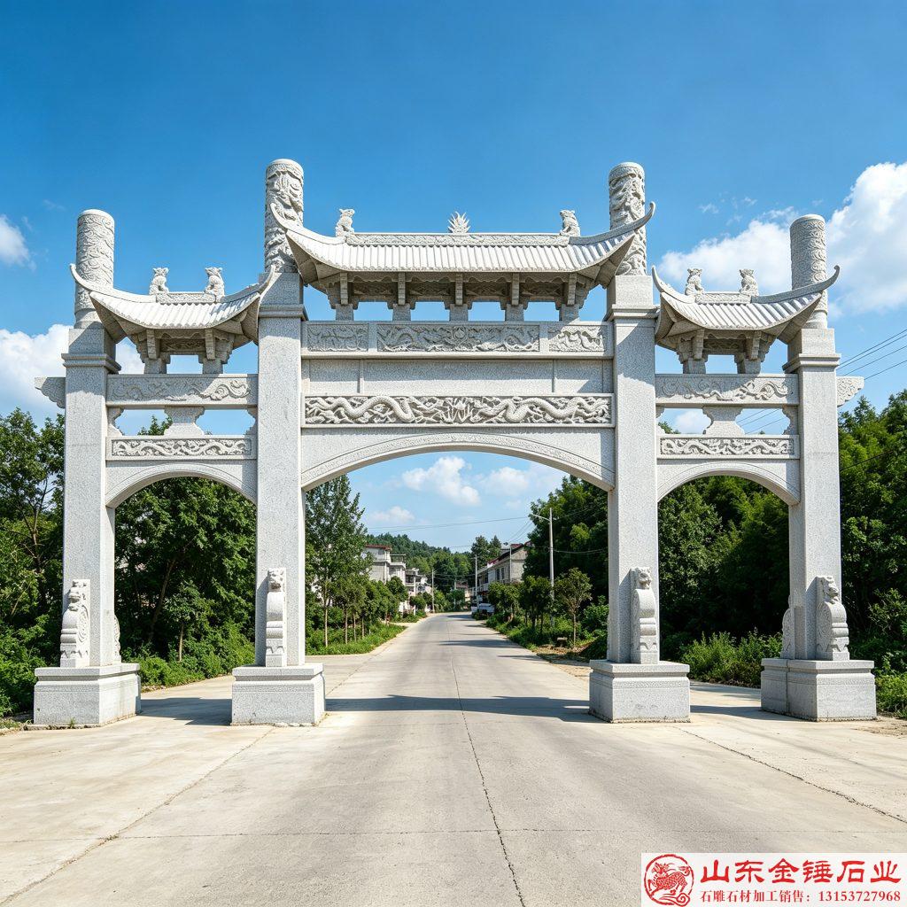 村口石牌坊选什么石材好？乡村建牌楼认准这款！