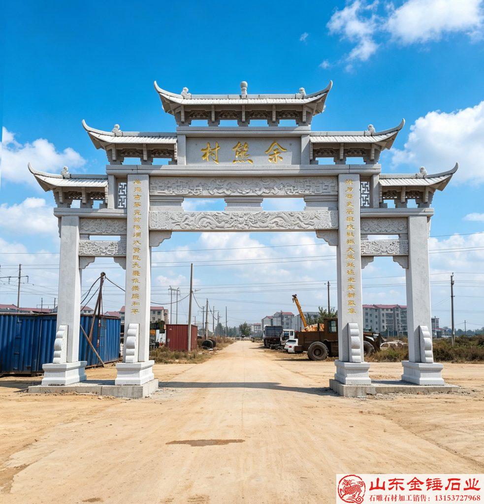 定做村口石牌坊石牌楼如何选择石雕厂家？认准山东金锤石业不踩坑